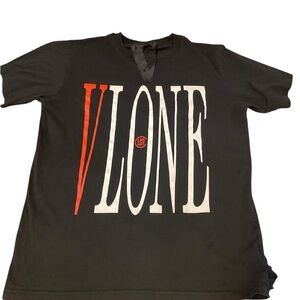 VLONE Black Tee with Red and White Lettering